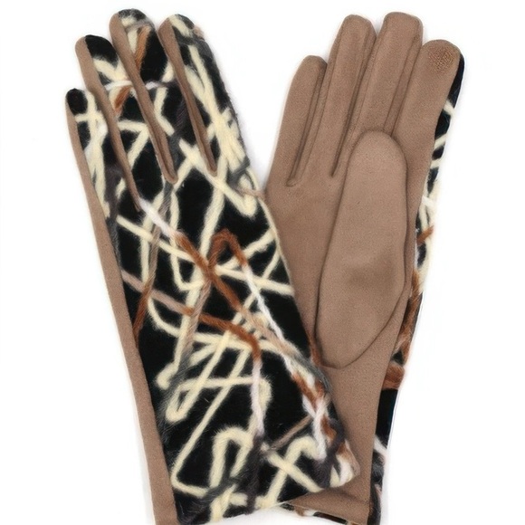Geometric Multicolor Embroidered Smart Touch gloves
